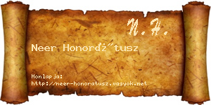 Neer Honorátusz névjegykártya